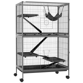 PawHut 50" 5-Tier Small Animal Cage, Ferret Cage, Large Chinchilla Cage with Hammock Accessory & Heavy-Duty Steel Wire