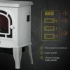 HOMCOM 18" Electric Fireplace Stove, Freestanding Fireplace Heater with Realistic LED Flame, Adjustable Temperature, Overheat Protection, 750W/1500W