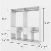 Wooden Closet System with 4 Drawers Storage Cabinet 2 Hanging Rails and Shelves Clothes Built-in Garment Rack Walk-in Closet Organizer for Bedroom Whi